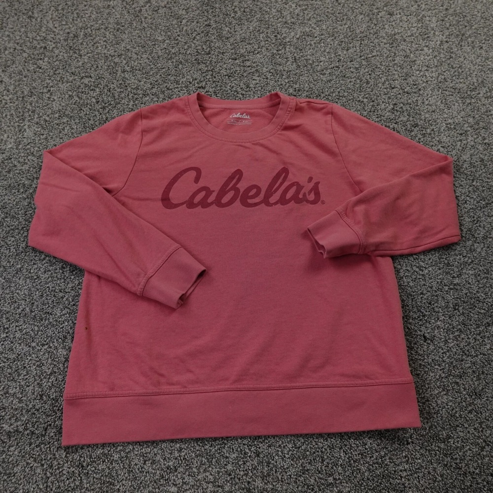 Cabelas Sweater Womens S Pink Logo Pullover Crewneck Sweatshirt Outdoors Hunting